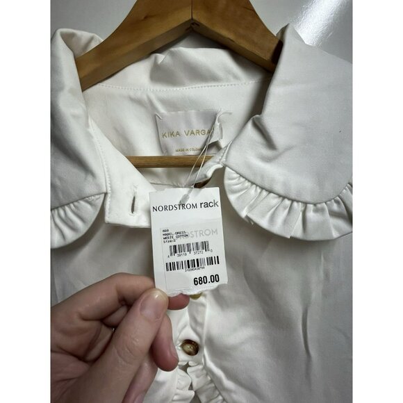 Kika Vargas NWT Mabel Cutout Stretch Cotton Midi White Dress Women's Size Small - Picture 7 of 12